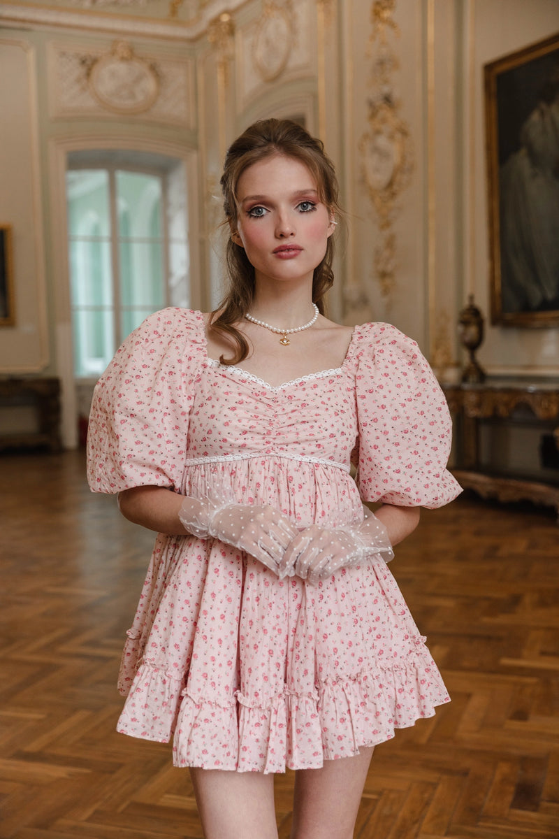 Princess Pose Babydoll Mini Dress (Pink)