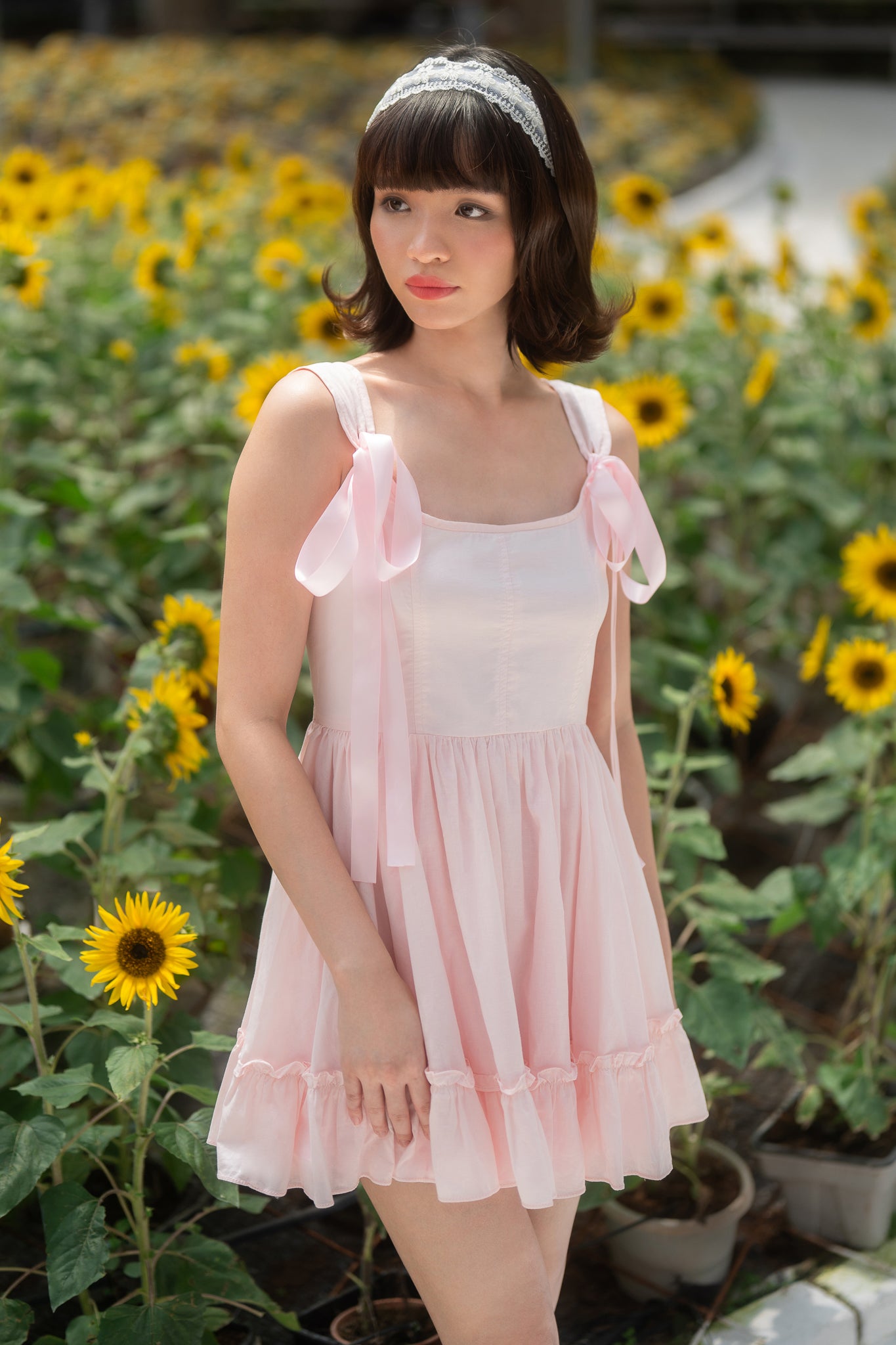 pink mini skater dress ASOS LUXE eyelet corseted lace sleeve mini skater dress in pink